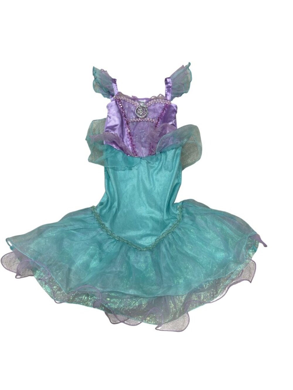 Disney Ariel Costume Dress Girls Size 4 Purple Teal Shimmer Ruffle Mesh Tulle